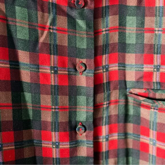 Vintage Talbots perfect plaid collarless button-down blouse size large L - Picture 4 of 7